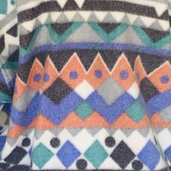 v i n t a g e :: Retro Oversized Aztec Fleece Jacket Pullover - Picture 6 of 9